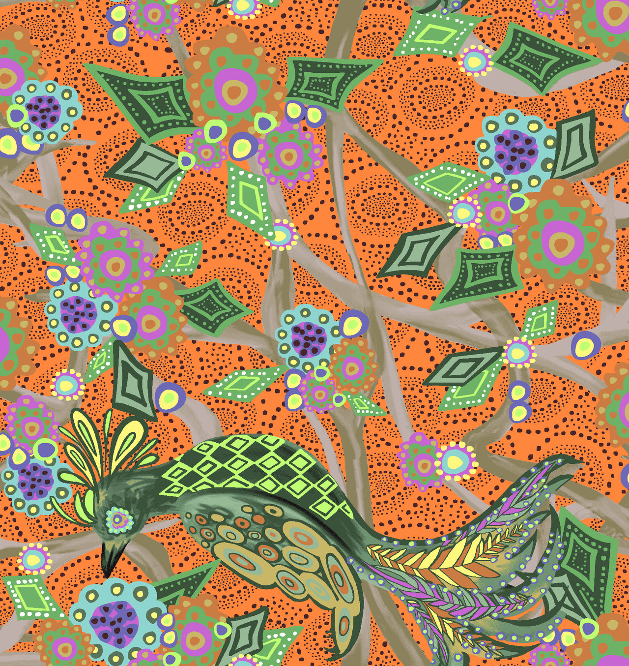 Bird of Paradise - ORANGE Slice - SALE 3 yards or more