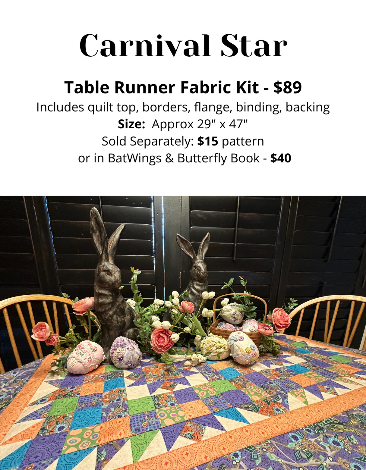 Carnival Star table runner - Choose pattern or kit