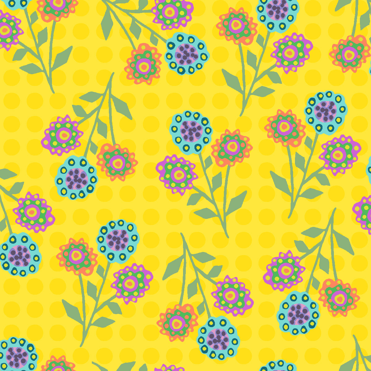 Flower Dot - YELLOW - SALE 3 yards or more