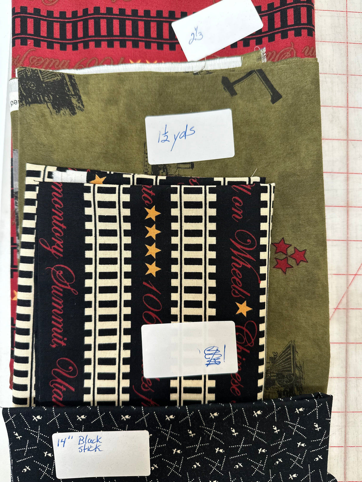 End of Bolt Sale - Railroad/Black Sticks