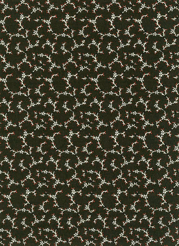 Dark Moss Green Floral Vine -Vintage 2202-66