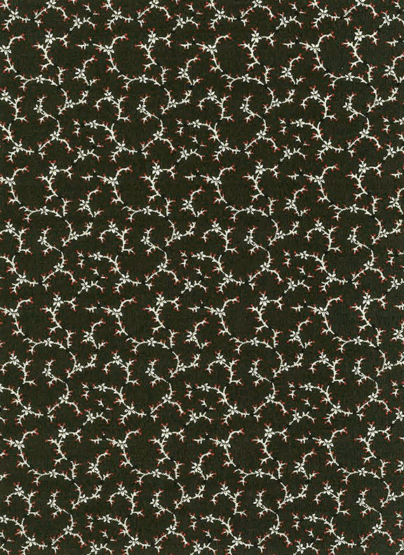 Dark Moss Green Floral Vine -Vintage 2202-66