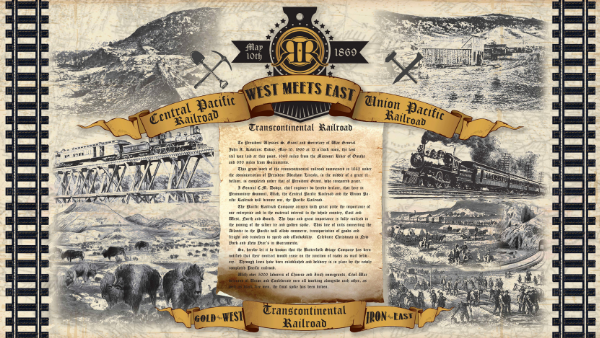 Transcontinental Railroad Fabric Panel 3377p-33