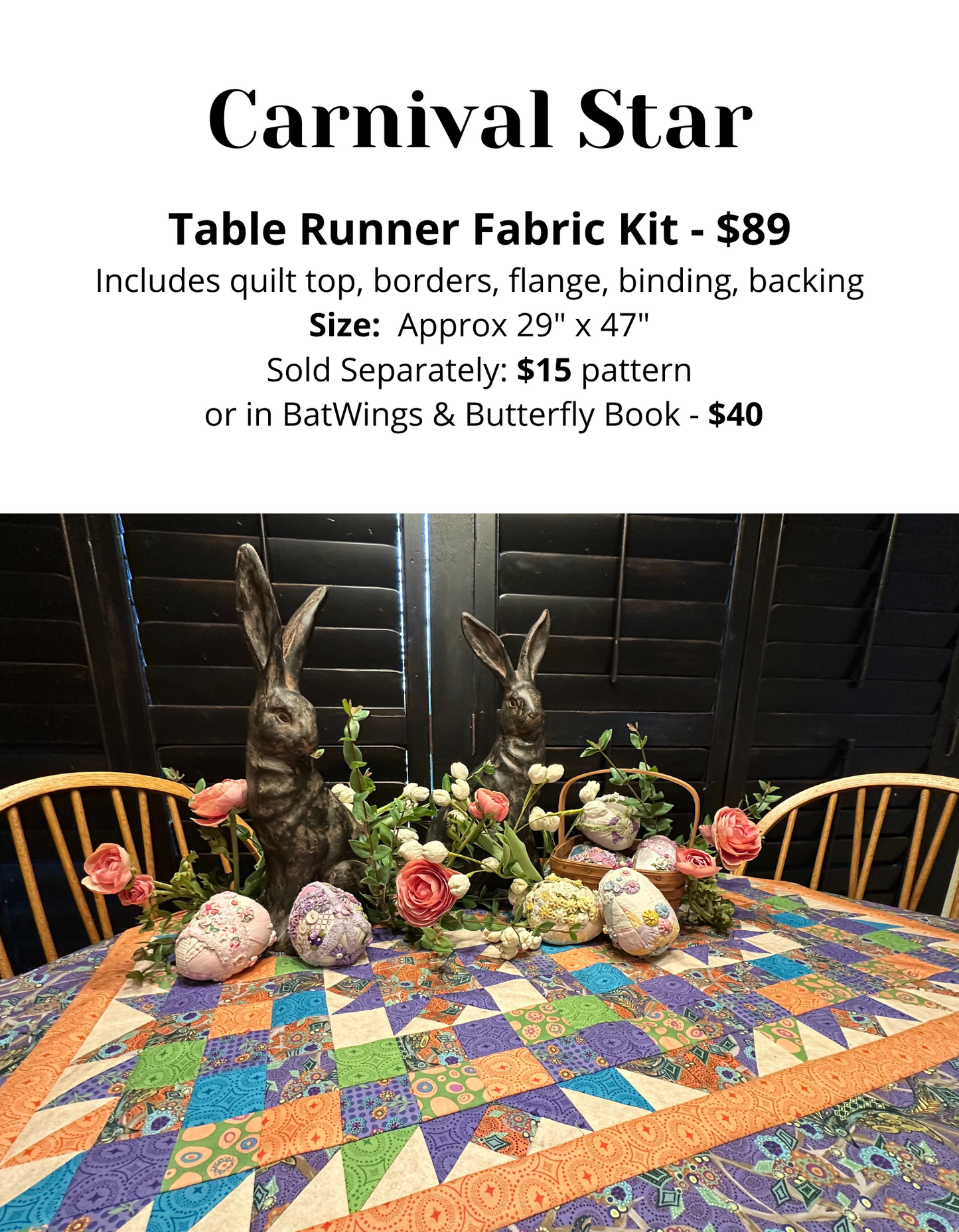Carnival Star table runner - Choose pattern or kit