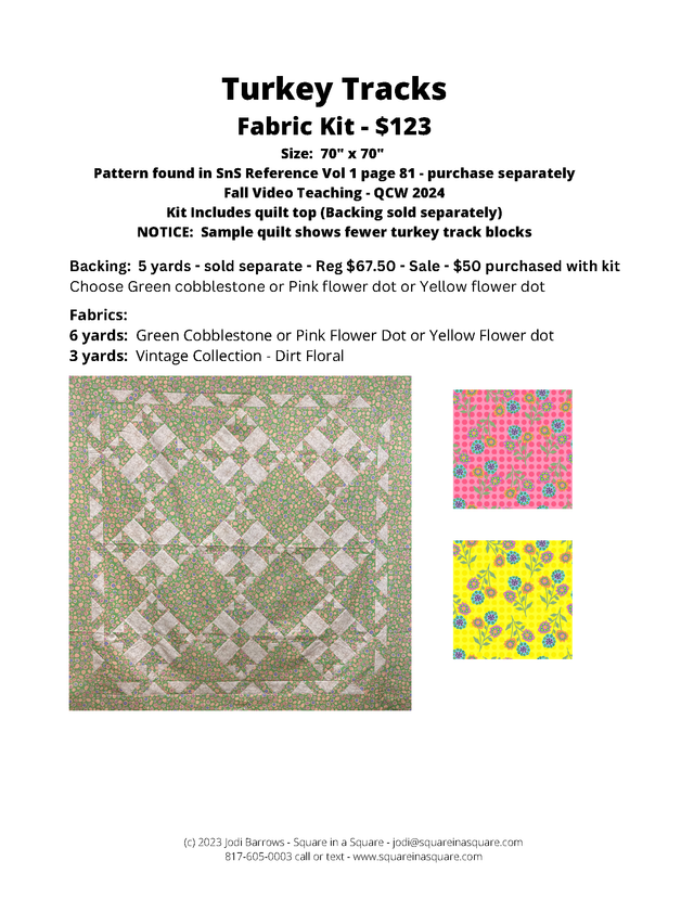 Turkey Tracks - choose optional backing – Square in a Square Quilting