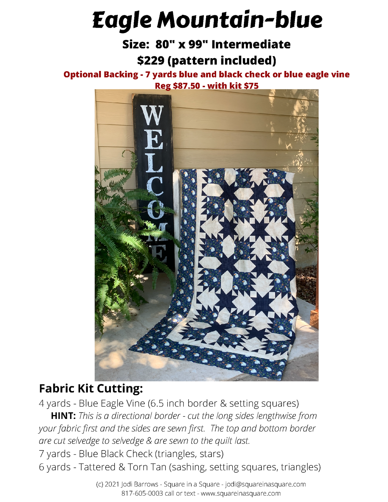 Eagle Mountain Blue fabric kit - Choose