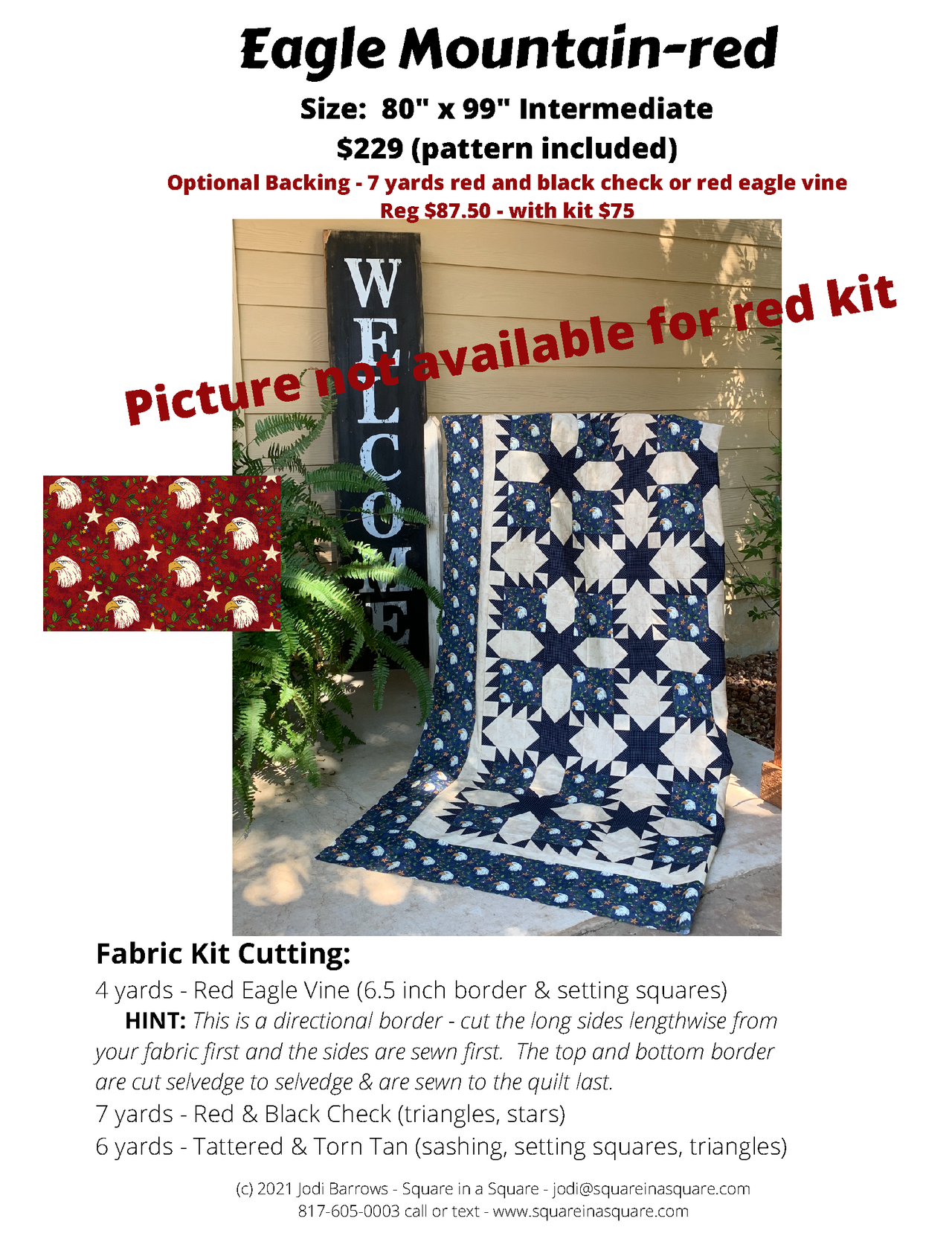 Eagle Mountain Red fabric kit - Choose